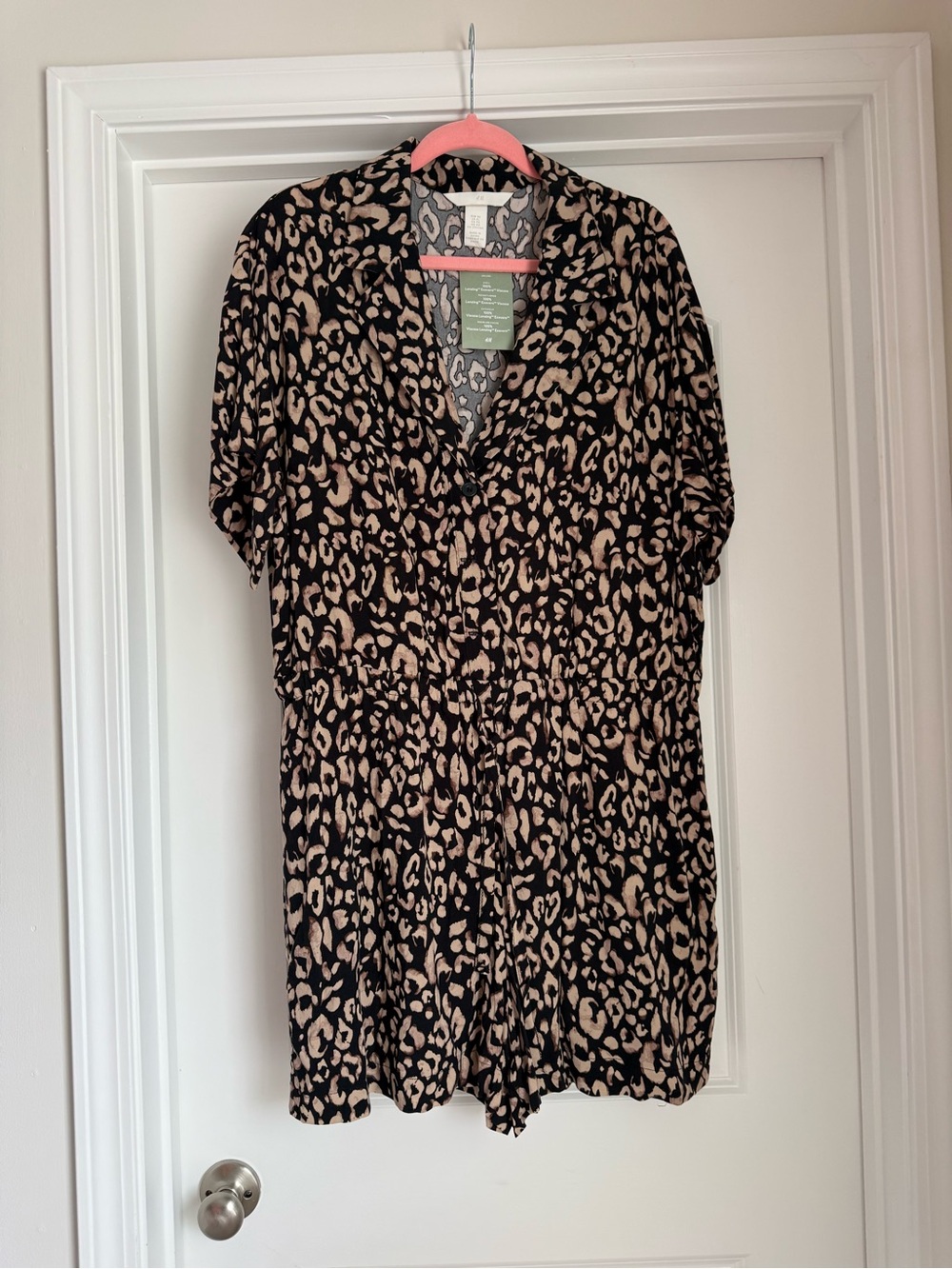 H&M Black & Beige Leopard Print Tunic Romper